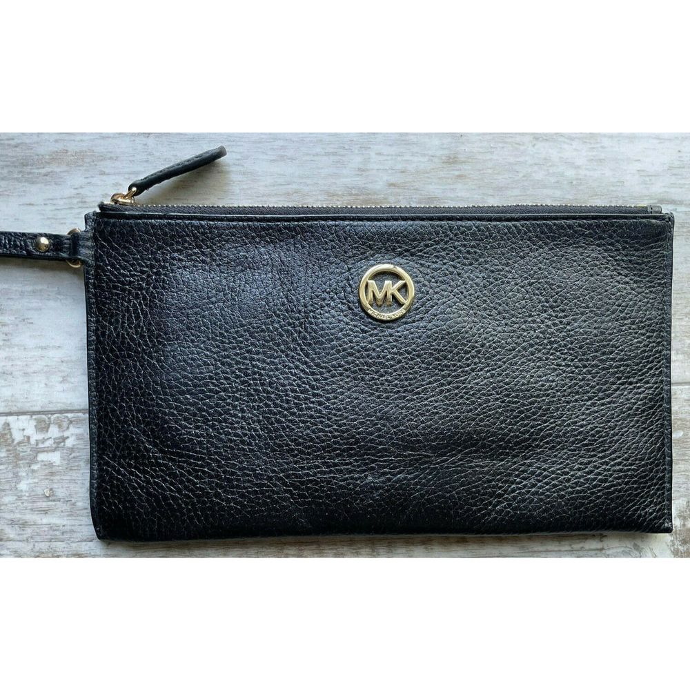 Michael Kors Black Leather Pouch Clutch